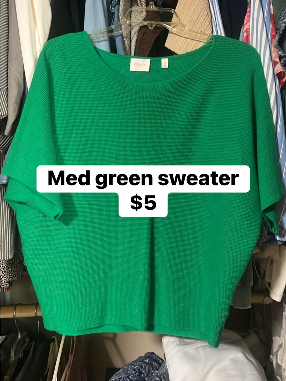Cyrus Bright Green Crew Neck Knit Sweater